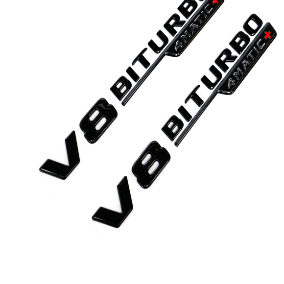 Emblex Gloss Black V8 BiTurbo 4MATIC+ Side Fender Badge Emblem for Mercedes-Benz AMG GLC63 S X253 C253 - MODE Auto Concepts