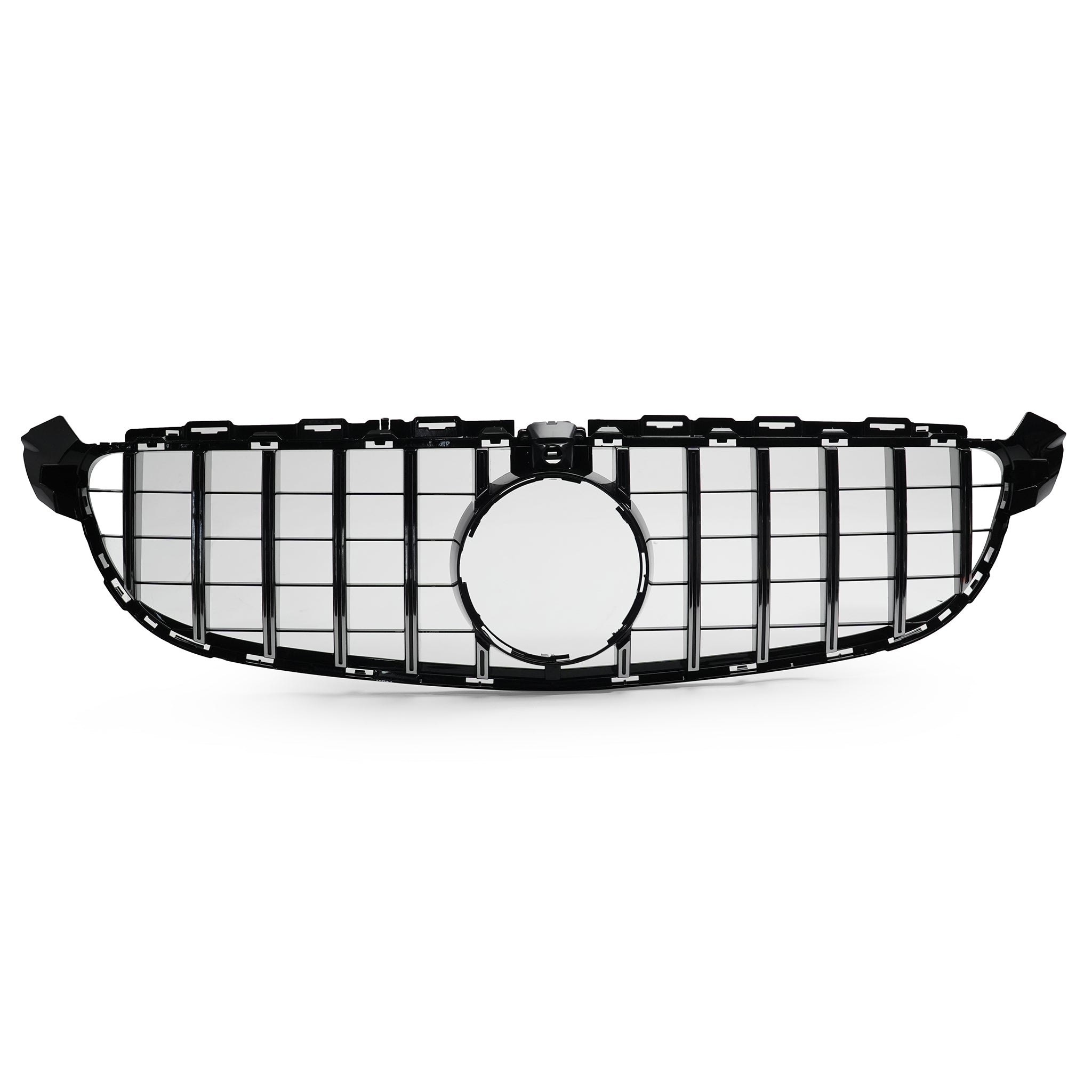 Exon Gloss Black w. Chrome Strip Panamericana GT Style Grille for Mercedes Benz C63/C63s AMG (W205) Pre-Facelift - 0