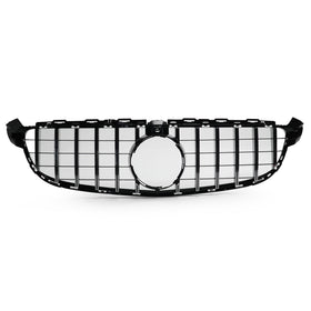 Exon Gloss Black w. Chrome Strip Panamericana GT Style Grille for Mercedes Benz C63/C63s AMG W205 (15-21) - MODE Auto Concepts