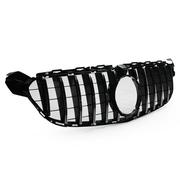 Exon Gloss Black w. Chrome Strip Panamericana GT Style Grille for Mercedes Benz C63/C63s AMG W205 (15-21) - MODE Auto Concepts