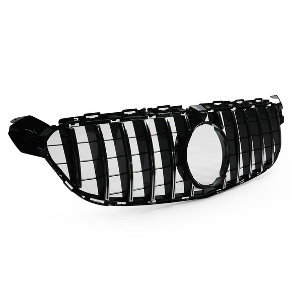 Exon Gloss Black w. Chrome Strip Panamericana GT Style Grille for Mercedes Benz C63/C63s AMG W205 (15-21) - MODE Auto Concepts