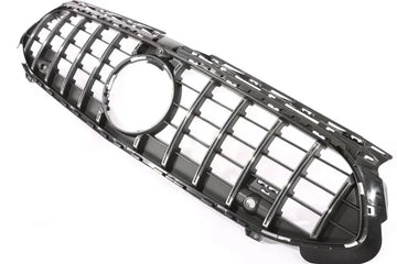 Exon Gloss Black w. Chrome Strip Panamericana GT Style Grille for Mercedes Benz A-Class & A35 AMG W177 Facelift (2023-present) - MODE Auto Concepts