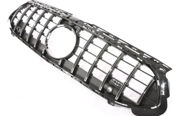 Exon Gloss Black w. Chrome Strip Panamericana GT Style Grille for Mercedes Benz A-Class & A35 AMG W177 Facelift (2023-present) - MODE Auto Concepts