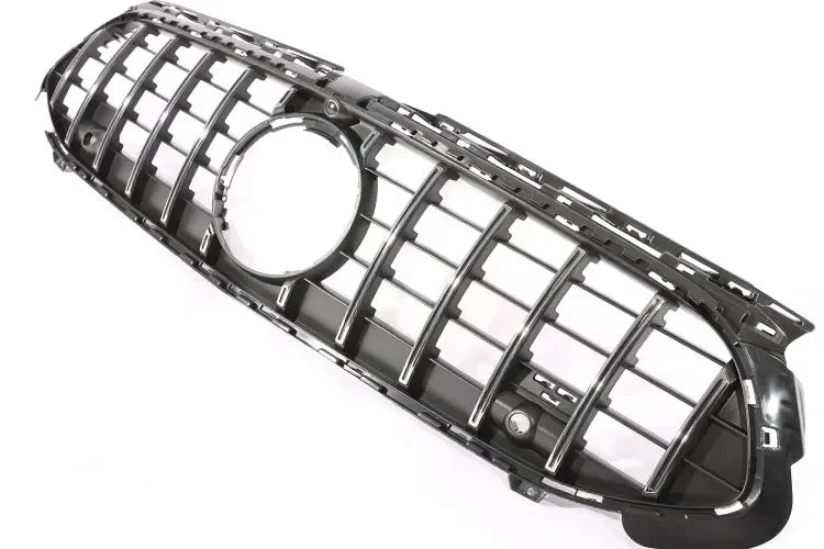 Exon Gloss Black w. Chrome Strip Panamericana GT Style Grille for Mercedes Benz A-Class & A35 AMG W177 Facelift (2023-present)