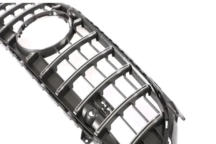 Exon Gloss Black w. Chrome Strip Panamericana GT Style Grille for Mercedes Benz A-Class & A35 AMG W177 Facelift (2023-present)