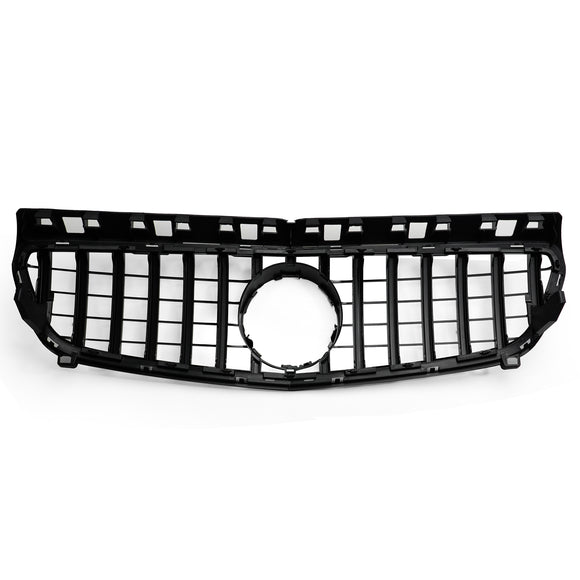Exon Gloss Black w. Chrome Strip Panamericana GT Style Grille for Mercedes Benz A-Class & A45 AMG W176 Pre-Facelift (12-15) - MODE Auto Concepts