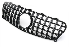 Exon Gloss Black w. Chrome Strip Panamericana GT Style Grille for Mercedes Benz GLA-Class & GLA45 AMG X156 Facelift (17-19) - MODE Auto Concepts