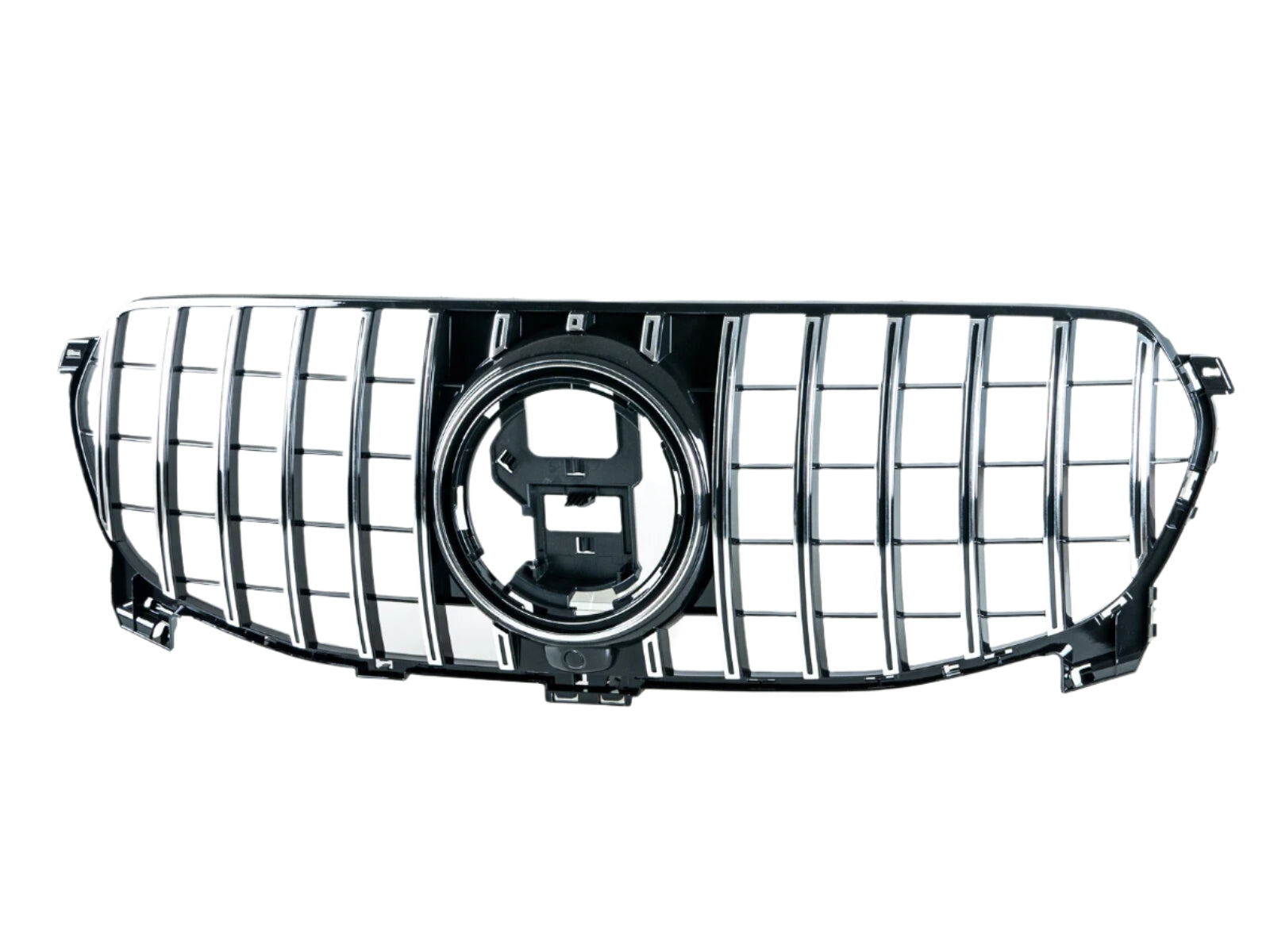 Exon Gloss Black w. Chrome Strip Panamericana GT Style Grille for Mercedes Benz GLE-Class & GLE43 GLEC63 AMG W166 Facelift (16-19)