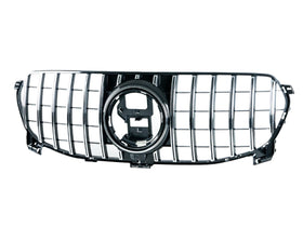 Exon Gloss Black w. Chrome Strip Panamericana GT Style Grille for Mercedes Benz GLE-Class & GLE43 GLEC63 AMG W166 Facelift (16-19) - MODE Auto Concepts