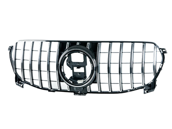 Exon Gloss Black w. Chrome Strip Panamericana GT Style Grille for Mercedes Benz GLE-Class & GLE43 GLEC63 AMG W166 Facelift (16-19) - MODE Auto Concepts
