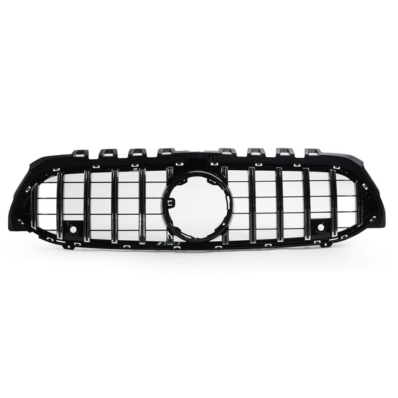 Exon Gloss Black w. Chrome Strip Panamericana GT Style Grille for Mercedes Benz A-Class & A35 AMG W177 (18-23) - MODE Auto Concepts