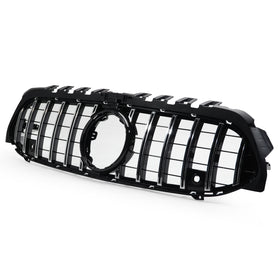 Exon Gloss Black w. Chrome Strip Panamericana GT Style Grille for Mercedes Benz A-Class & A35 AMG W177 (18-23) - MODE Auto Concepts