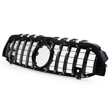 Exon Gloss Black w. Chrome Strip Panamericana GT Style Grille for Mercedes Benz A-Class & A35 AMG W177 (18-23) - MODE Auto Concepts