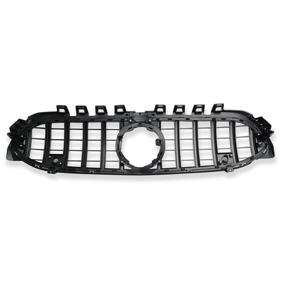 Exon Gloss Black w. Chrome Strip Panamericana GT Style Grille for Mercedes Benz A-Class & A35 AMG W177 (18-23) - MODE Auto Concepts