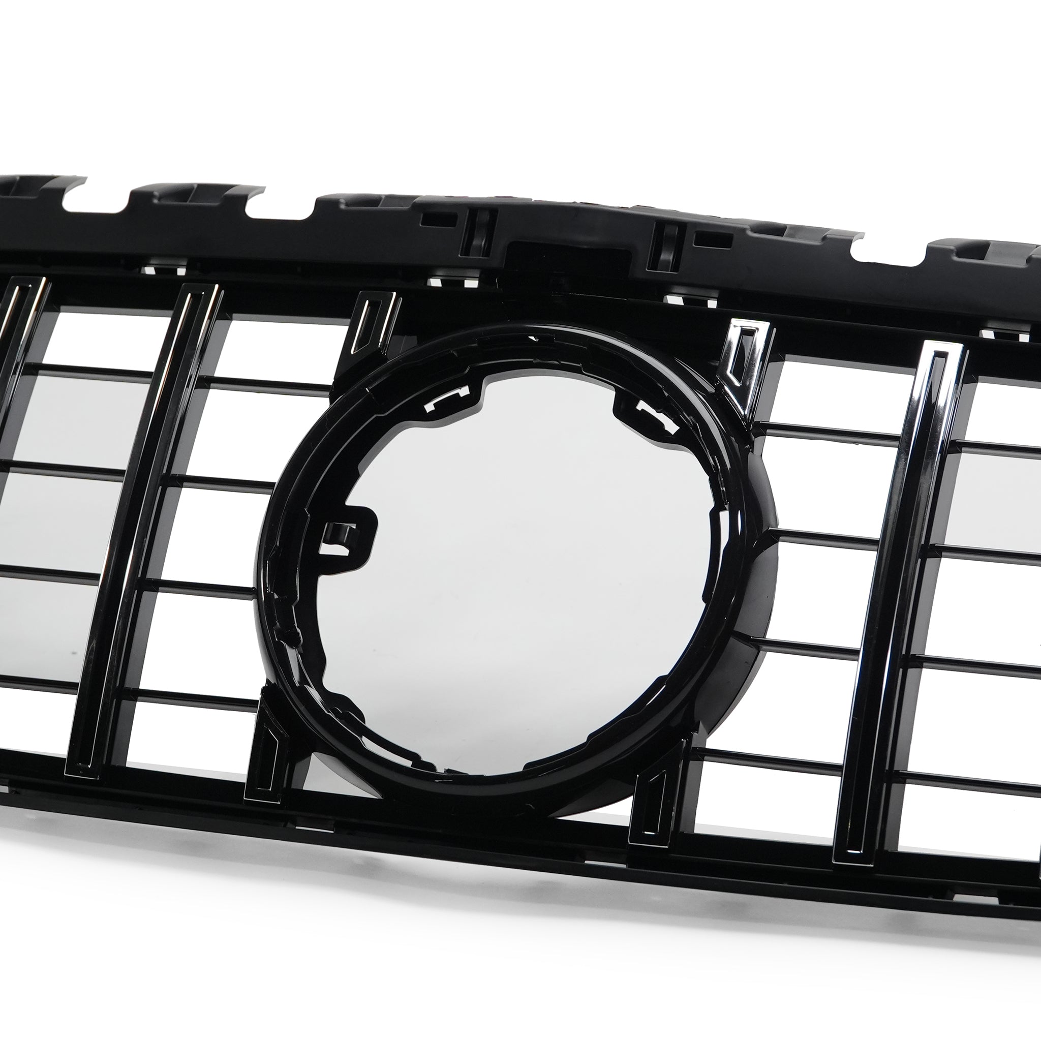 Exon Gloss Black w. Chrome Strip Panamericana GT Style Grille for Mercedes Benz A-Class & A35 AMG W177 (18+)