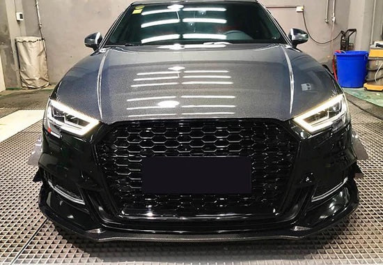 Exon RS3 Stealth Style Black Honeycomb Grille w/o Rings for Audi A3/S3 (8V) FL (Facelift) 2017-2020 - MODE Auto Concepts