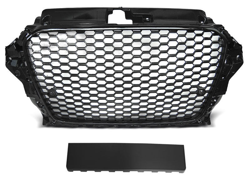 Exon RS3 Stealth Style Black Honeycomb Grille w/o Rings for Audi A3/S3 (8V) PFL 2014-2016 - MODE Auto Concepts