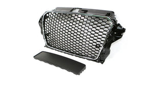 Exon RS3 Stealth Style Black Honeycomb Grille w/o Rings for Audi A3/S3 (8V) PFL 2014-2016