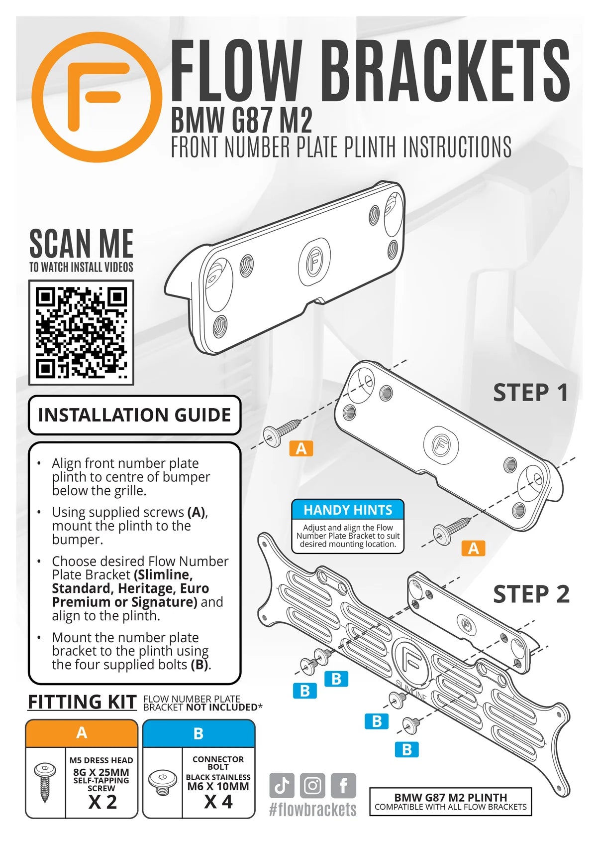 FLOW Designs - FLOW Brackets OEM Plinth Delete Kit for BMW M2 G87 (Front)