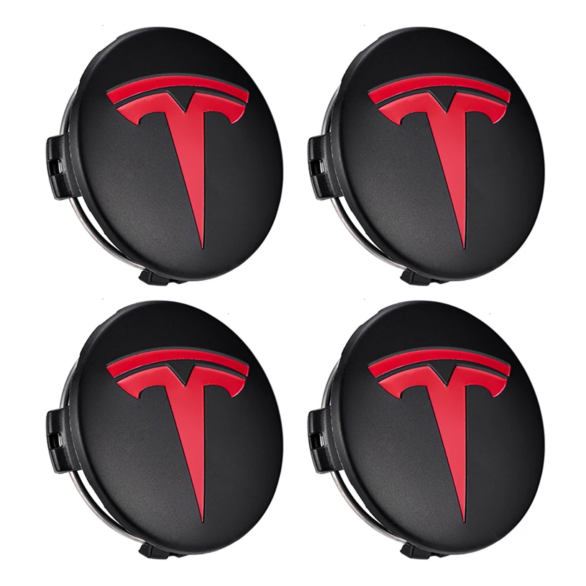 Emblex Tesla Style Black and Red Wheel Centre Caps Hammer Emblem for Tesla Model S 3 X Y