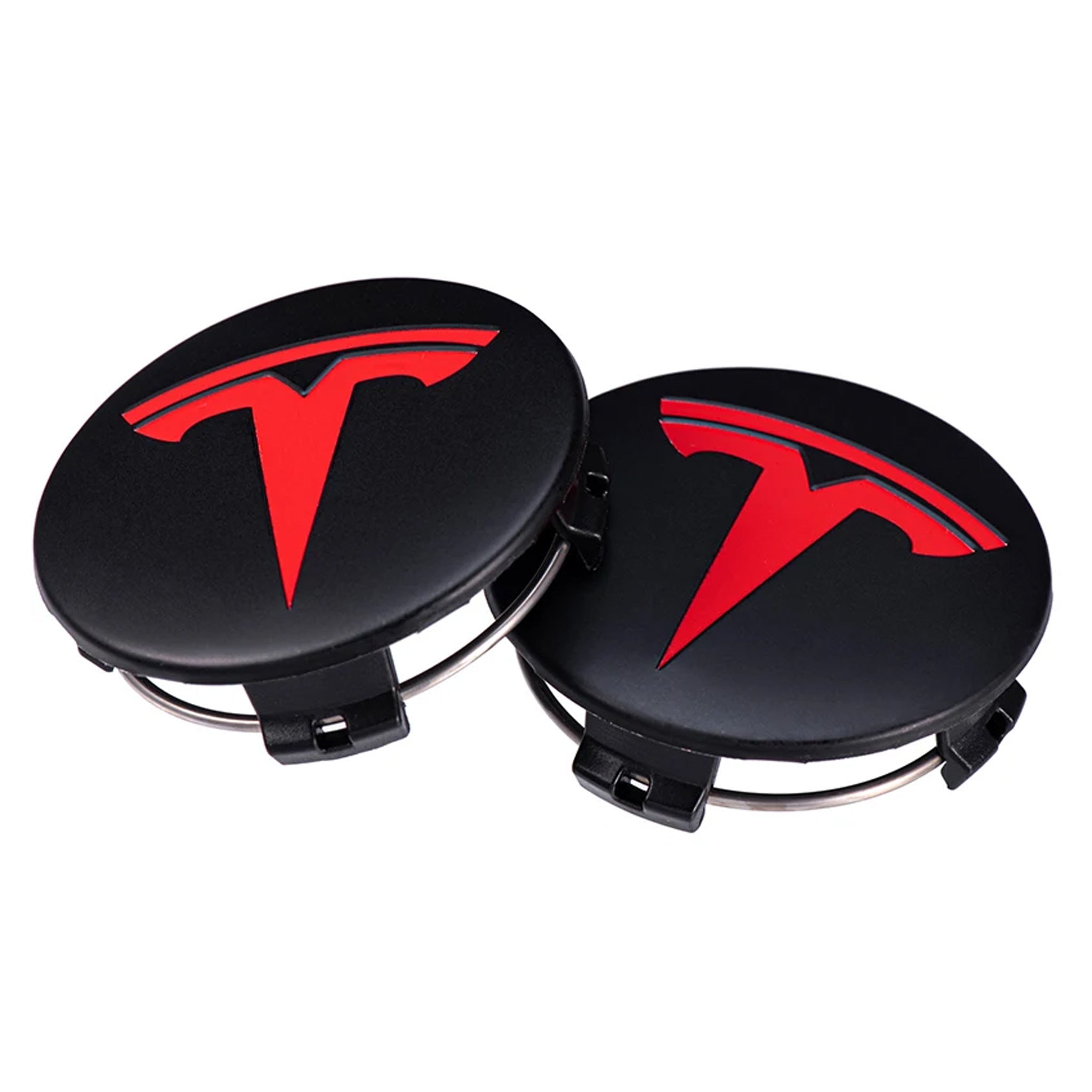 Emblex Tesla Style Black and Red Wheel Centre Caps Hammer Emblem for Tesla Model S 3 X Y