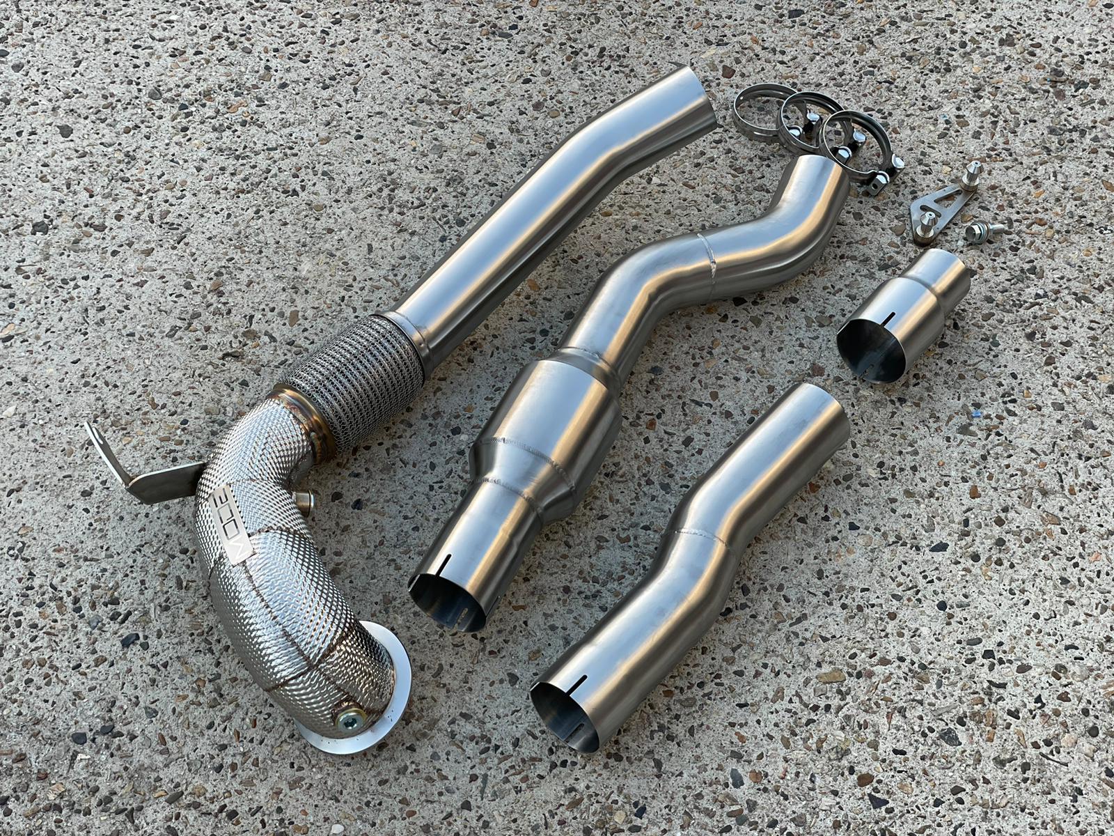 MODE Design Decatted 3.5" Downpipe V2 MQB AWD VW Golf MK8 R Audi S3 8Y 2.0T EA888 - MODE Auto Concepts