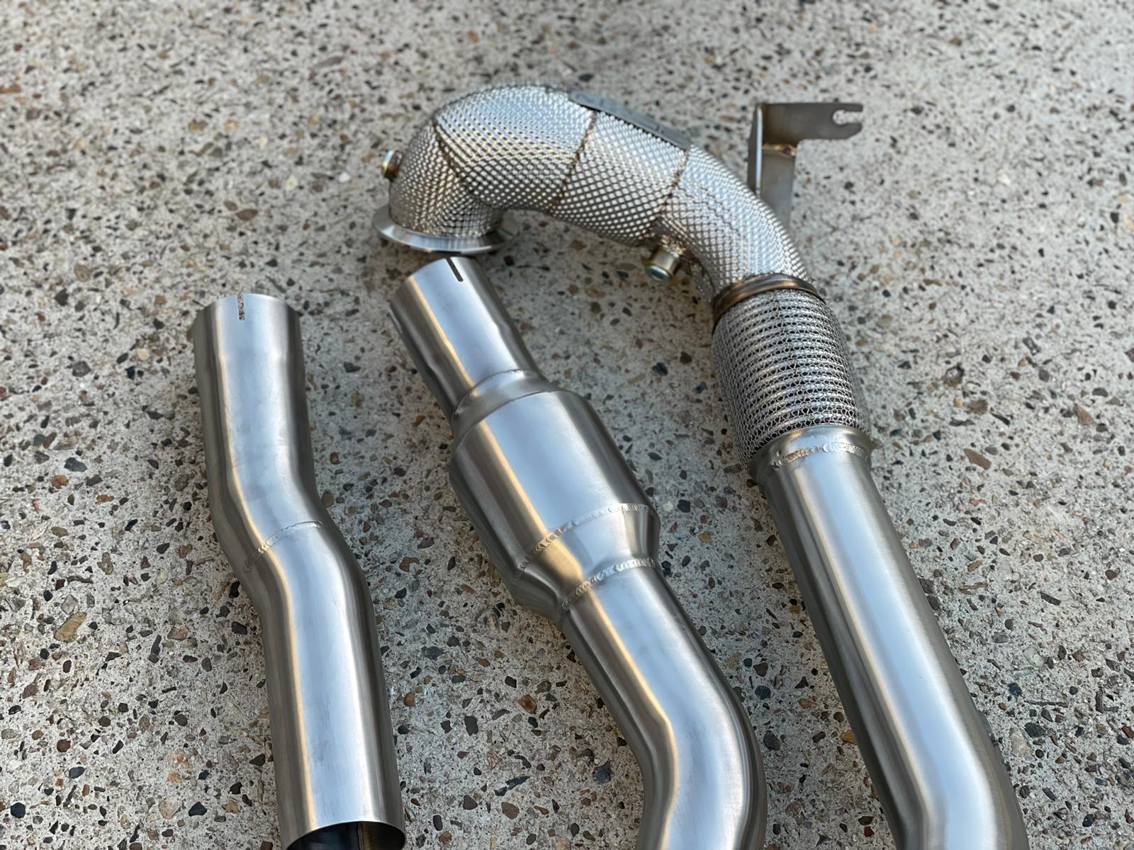 MODE Design Decatted 3.5" Downpipe V2 MQB AWD VW Golf MK8 R Audi S3 8Y 2.0T EA888 - MODE Auto Concepts