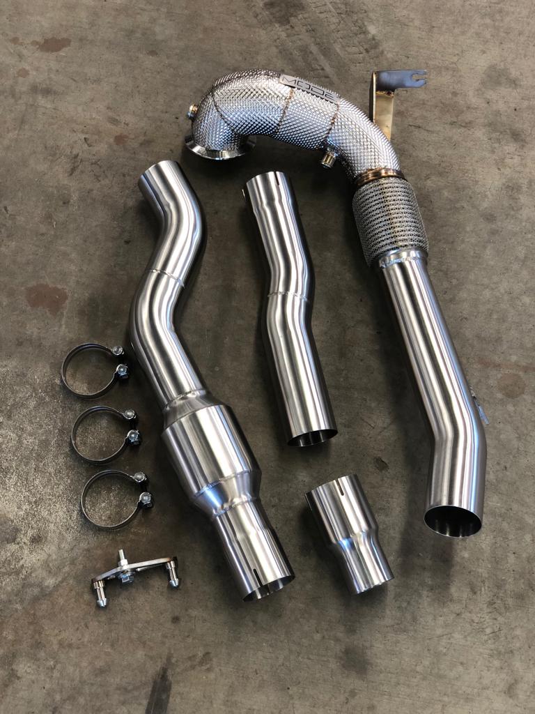 MODE Design Decatted 3.5" Downpipe V2 MQB AWD VW Golf MK8 R Audi S3 8Y 2.0T EA888 - MODE Auto Concepts