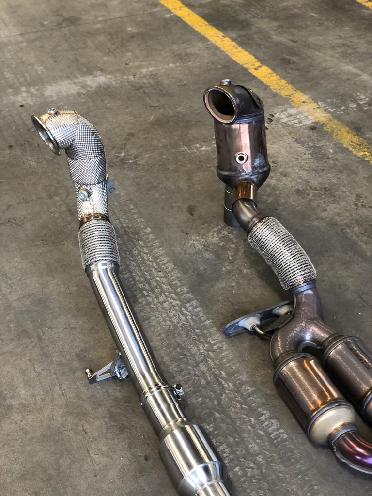 MODE Design Decatted 3.5" Downpipe V2 MQB AWD VW Golf MK8 R Audi S3 8Y 2.0T EA888 - MODE Auto Concepts