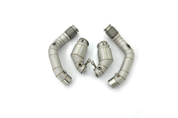 MODE Design 200cpsi Catted Downpipes w. Heatshield for S63 BMW M5 F90 M8 F91 F92 F93 - 0
