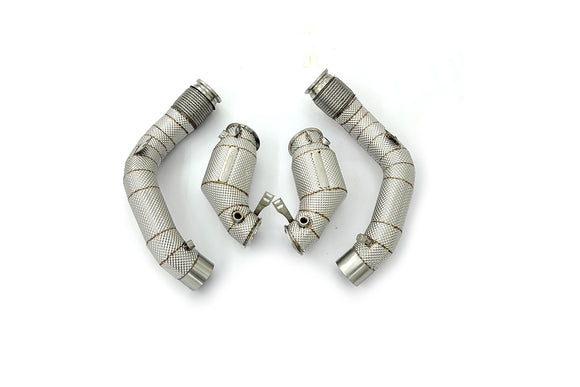MODE Design 200cpsi Catted Downpipes w. Heatshield for S63 BMW M5 F90 M8 F91 F92 F93