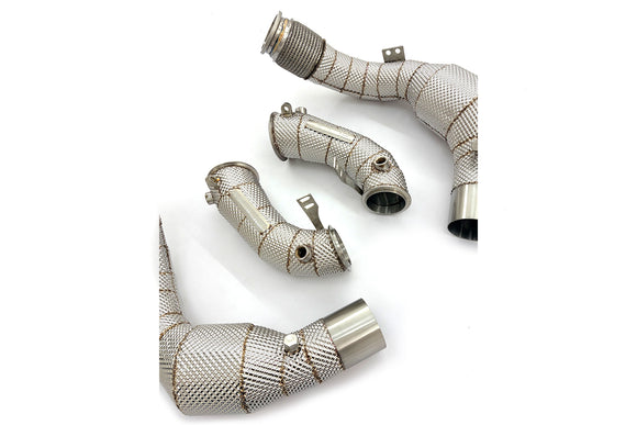 MODE Design 200cpsi Catted w. Heat Shield Downpipe S63R S63 BMW X5M F95 X6M F96
