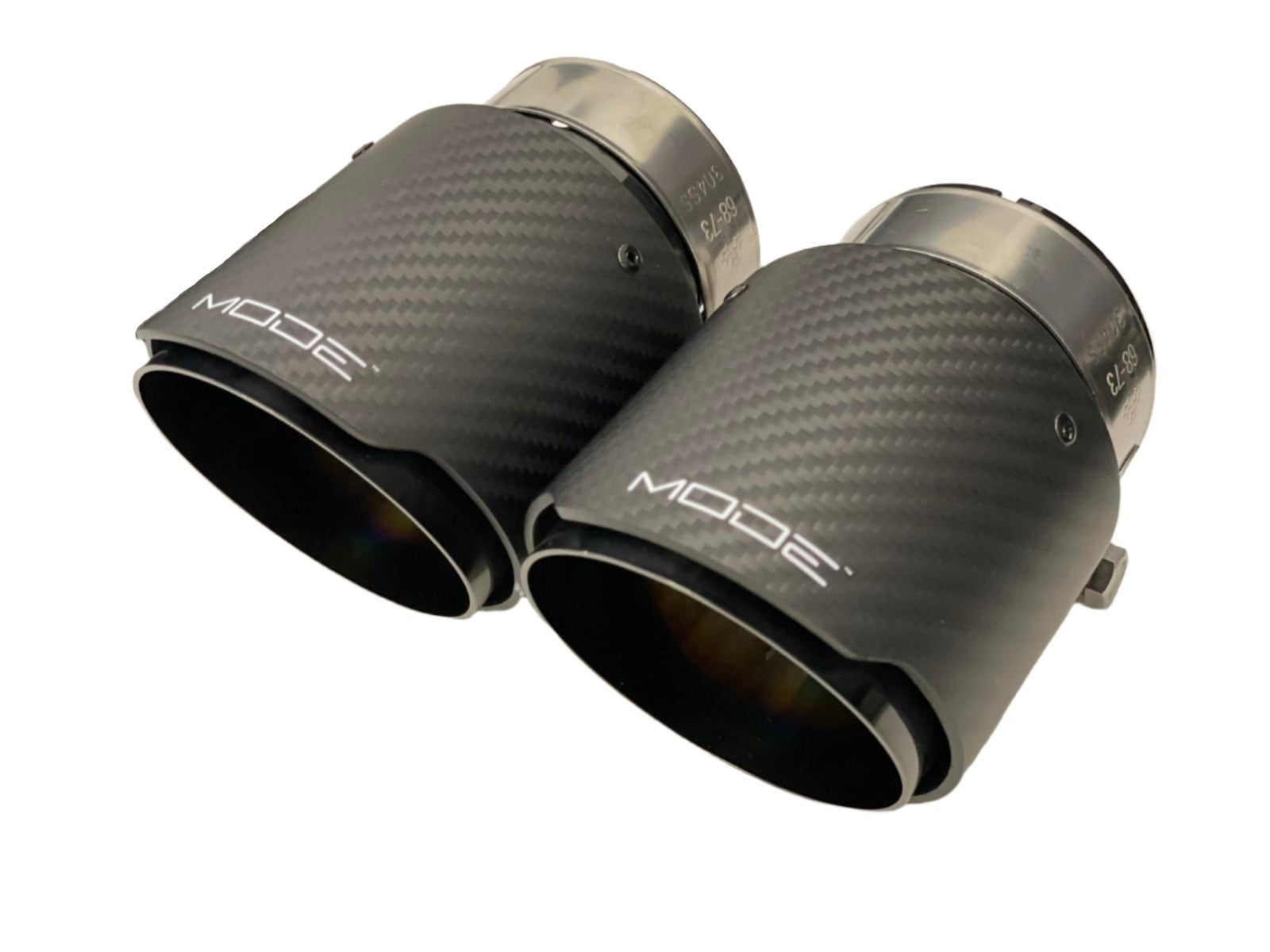 MODE Design 3.75" (95mm) Carbon Angle Cut Clamp-On Exhaust Tips for BMW M3 F80 M4 F82 & M2 Competition F87 - MODE Auto Concepts