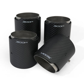 MODE Design 3.75" (95mm) Carbon Angle Cut Clamp-On Exhaust Tips for BMW M3 F80 M4 F82 & M2 Competition F87 M5 F10 M6 F06 F12 F13 - MODE Auto Concepts