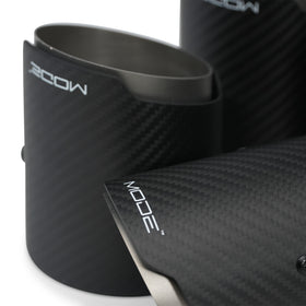 MODE Design 3.75" (95mm) Carbon Angle Cut Clamp-On Exhaust Tips for BMW M3 F80 M4 F82 & M2 Competition F87 M5 F10 M6 F06 F12 F13 - MODE Auto Concepts