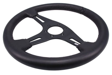 Motorsport Steering Wheel 194 Black Leather 350mm Flat - MODE Auto Concepts