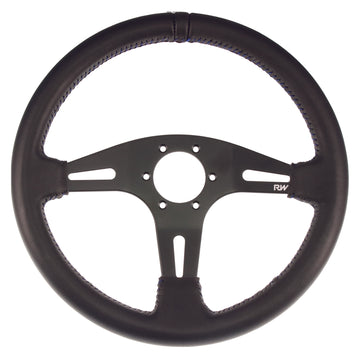 Motorsport Steering Wheel 194 Black Leather 350mm Flat - MODE Auto Concepts