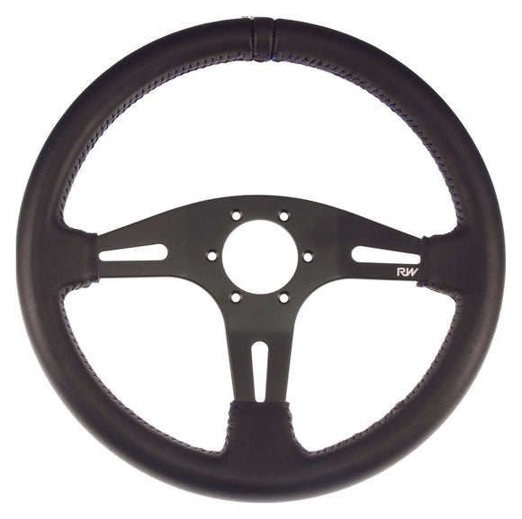 Motorsport Steering Wheel 194 Black Leather 350mm Flat - MODE Auto Concepts