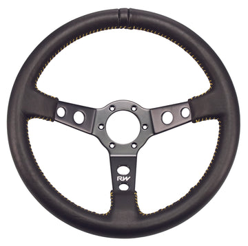 Motorsport Steering Wheel 196 Black Leather 350mm Deep Dish - MODE Auto Concepts