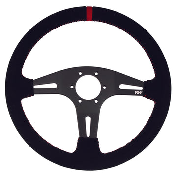Motorsport Steering Wheel 195 Black Suede 350mm Flat - MODE Auto Concepts