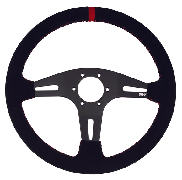 Motorsport Steering Wheel 195 Black Suede 350mm Flat - MODE Auto Concepts
