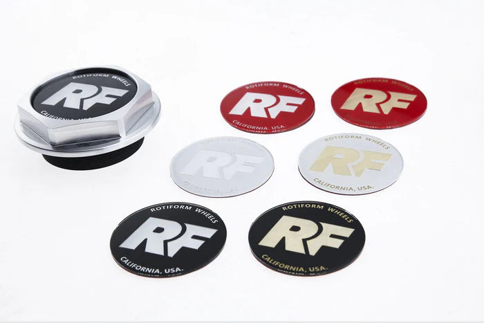 Rotiform Hex Centre Cap Insert w. RF logo (Red w. Chrome Logo) *Suit Hex Caps ONLY* - MODE Auto Concepts