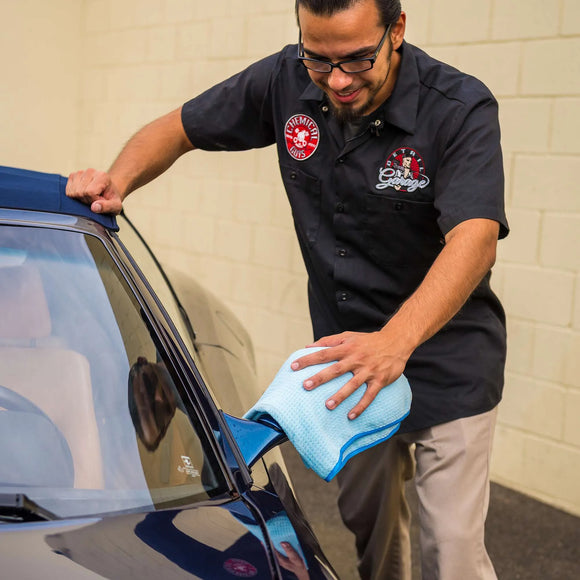 Waffle Weave Drying Microfiber Towel, Blue - MODE Auto Concepts