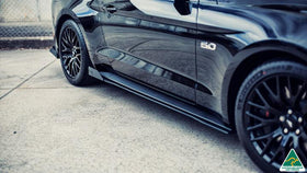 Black 2018 Mustang S550 FN Side Skirt Splitter