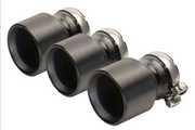 Titanium tail pipe set: 3 tail pipes OPT with OnePieceTechnology Ø 100mm, L=140mm titanium black PVD coated, 333g incl. full titanium clamp and titanium screw