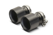 Titanium tail pipe set: 4 tail pipes OPT with OnePieceTechnology Ø 100mm, L=140mm titanium black PVD coated, 333g incl. full titanium clamp and titanium screw