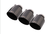Stainless steel tail pipe set: Ø 102 mm angled, straight cut, Glossy Black, with adjustable spherical clamp connection