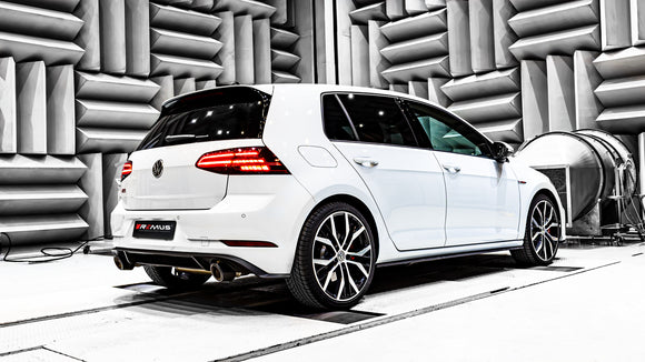 REMUS Performance Exhaust System RACING GPF-back-system dual L/R, for original rear skirt: Non resonated dual RACING system with connection tube and non-resonated RACING GPF-back section, Original tube Ø 65 mm - REMUS tube Ø 70 mm, NO (EEC-) APPROVAL - MODE Auto Concepts