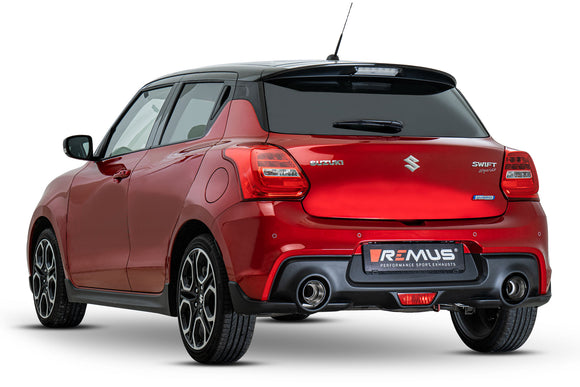 REMUS Performance Exhaust System Suzuki Swift Sport Hybrid and Boosterjet Cat-Back Exhaust System incl 2 tail pipes Ø 115 mm Black Stainless steel, angled rolled, incl. (EC-) approval - MODE Auto Concepts