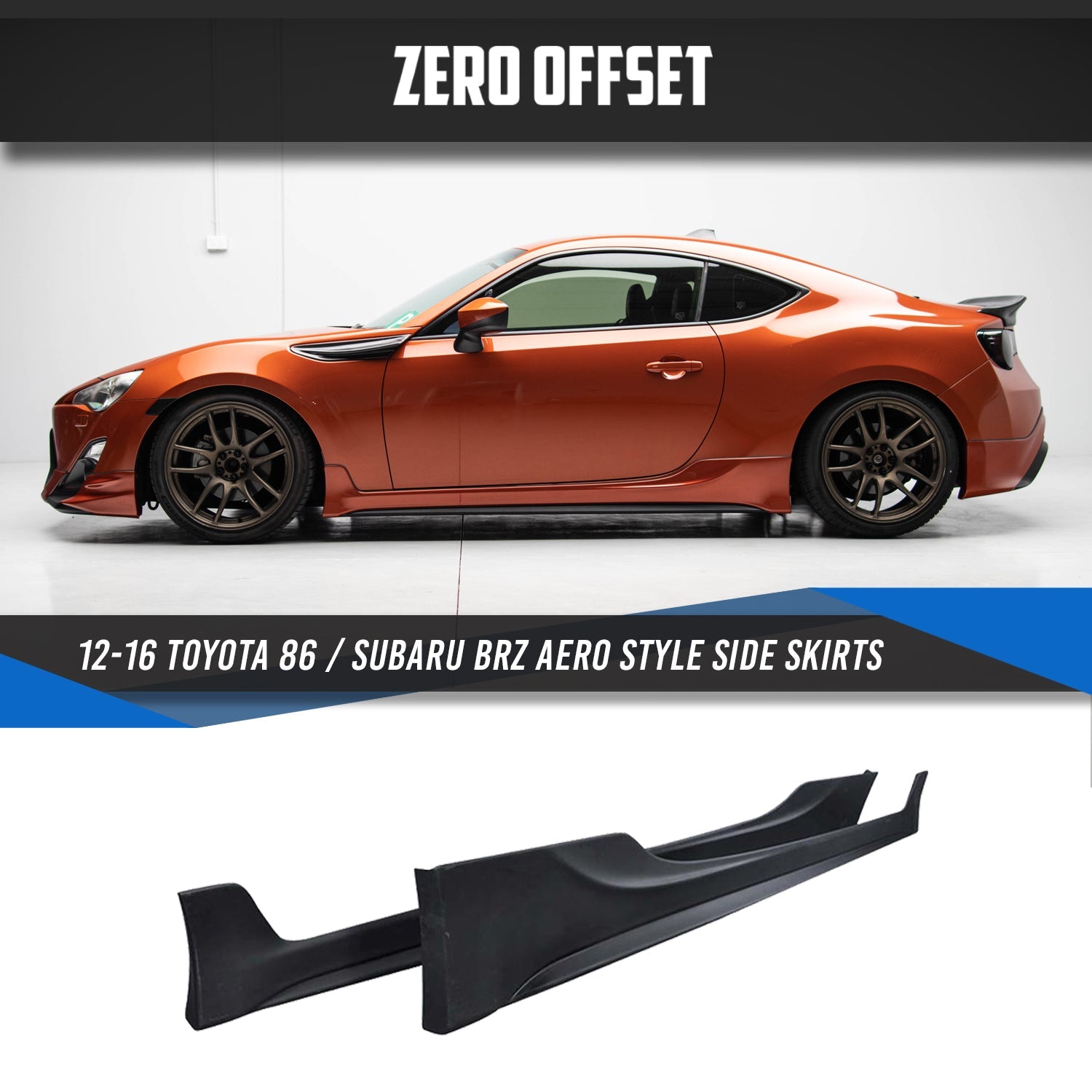 Zero Offset  TRD V1 Style Side Skirt for 12-21 Toyota 86 (ZN6)/Subaru BRZ (ZC6) - MODE Auto Concepts